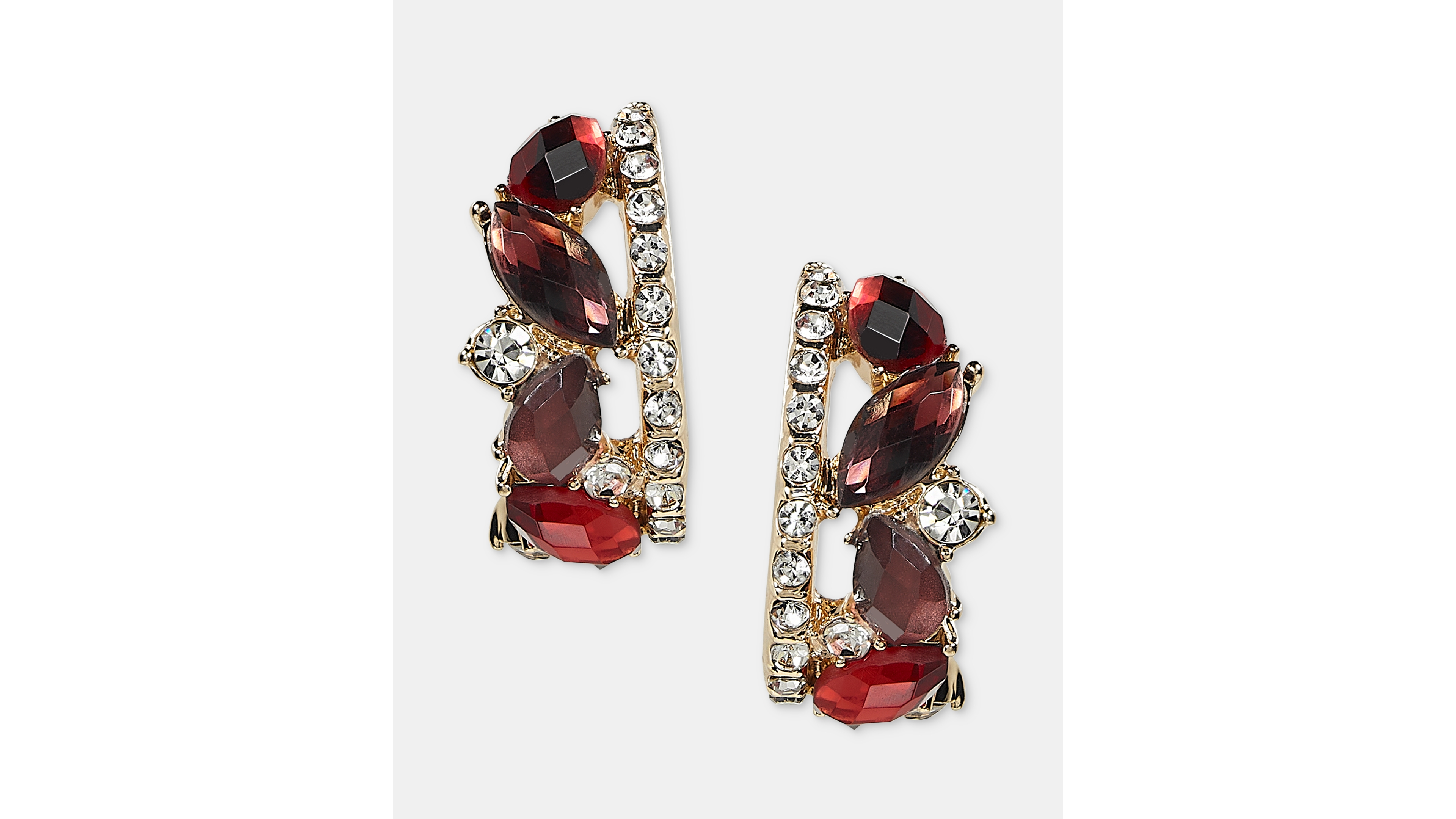 Anne Klein Women's Red Crystal Cluster Small Hoop Earrings