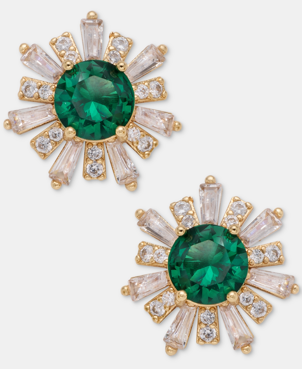 Anne Klein Cubic Zirconia Gold-Tone Floral Stud Earrings
