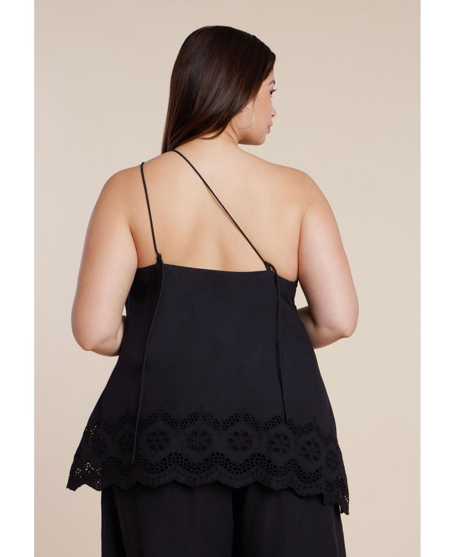 Plus Size Eyelet Detail Women's Top