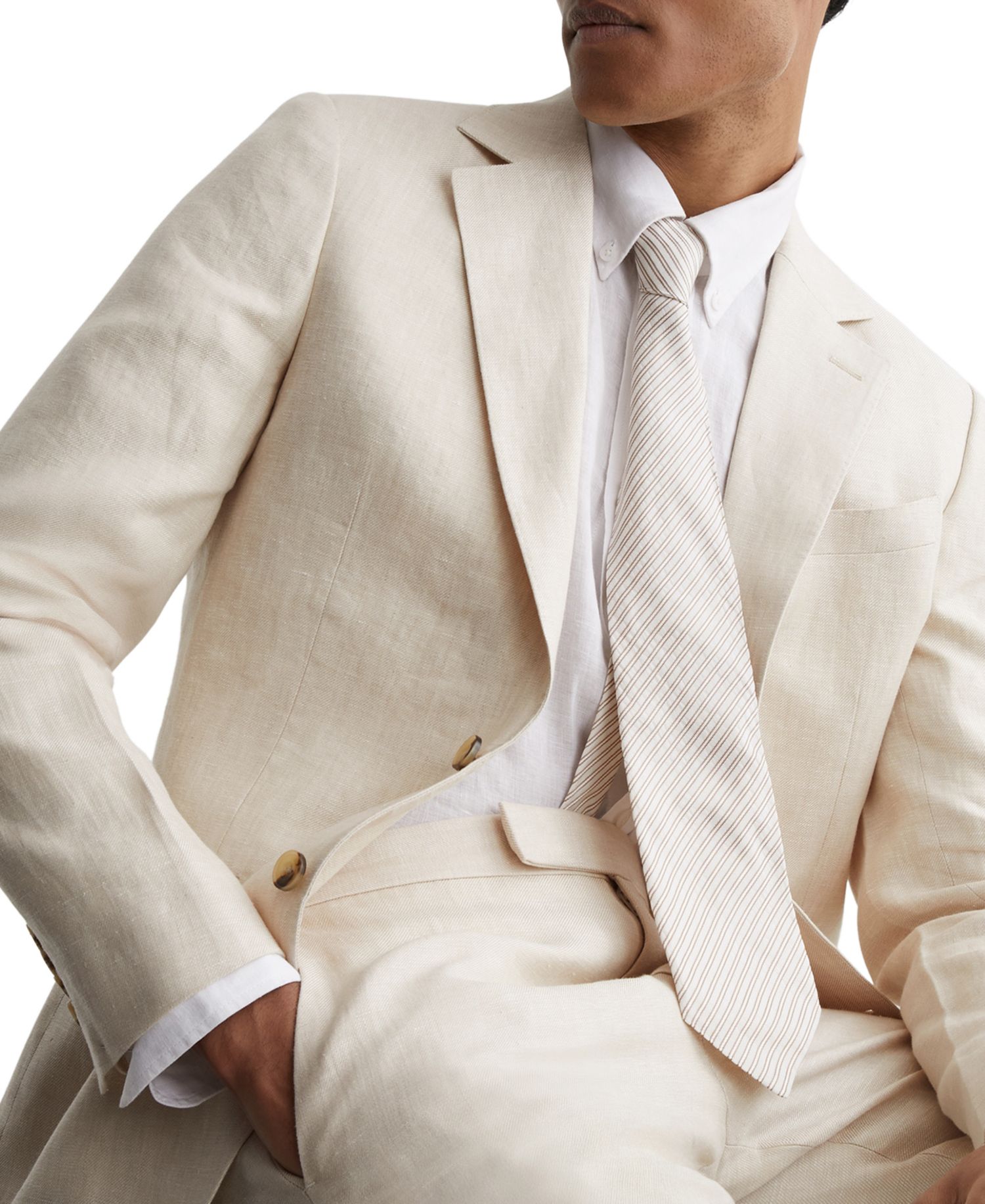 Men's Atlantic Tailored-Fit Single-Breasted Linen-Twill Blazer