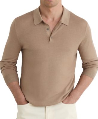 Men's Jay Slim-Fit Pigment-Dyed Merino Wool Long-Sleeve Polo Shirt
