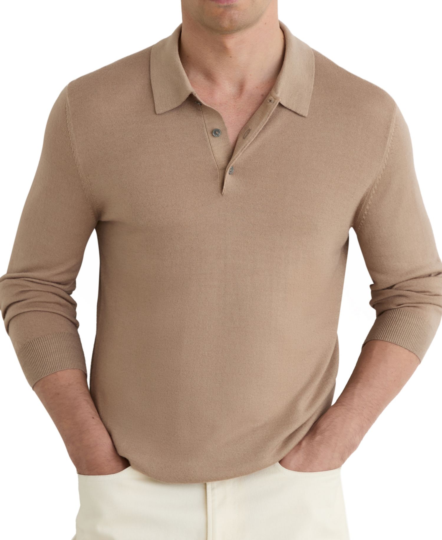Men's Jay Slim-Fit Pigment-Dyed Merino Wool Long-Sleeve Polo Shirt