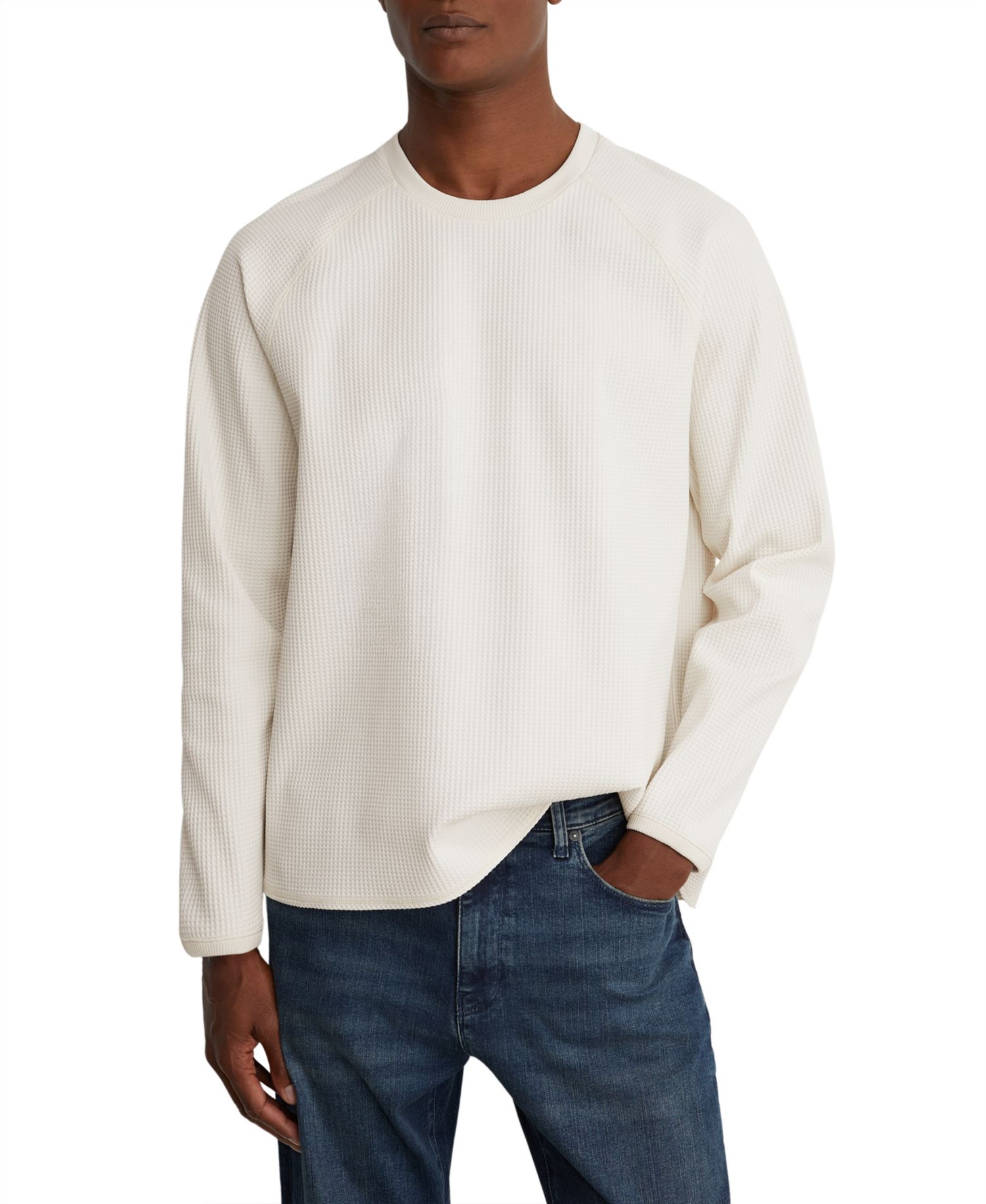 Men's Soren Waffle-Knit Raglan-Sleeve Crewneck Sweatshirt