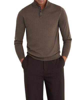 Men's Farnham Merino Wool Slim-Fit Funnel-Neck Half-Button Jumper Sweater