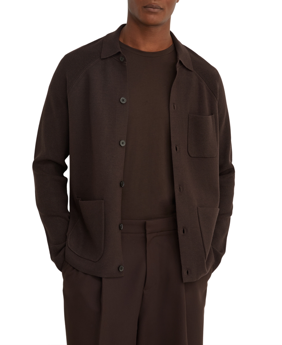 Reiss Men's Fitzwilliam Rib-Knit Button-Through Cardigan Sweater