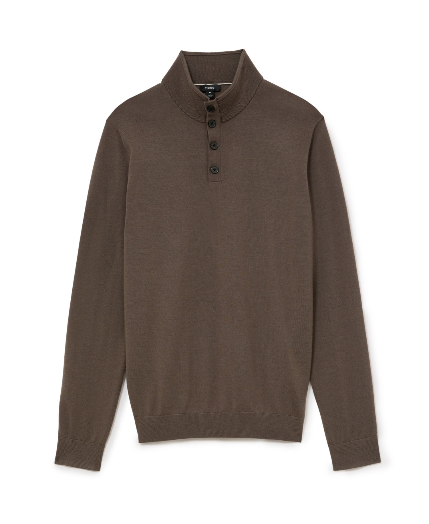 Men's Farnham Merino Wool Slim-Fit Funnel-Neck Half-Button Jumper Sweater