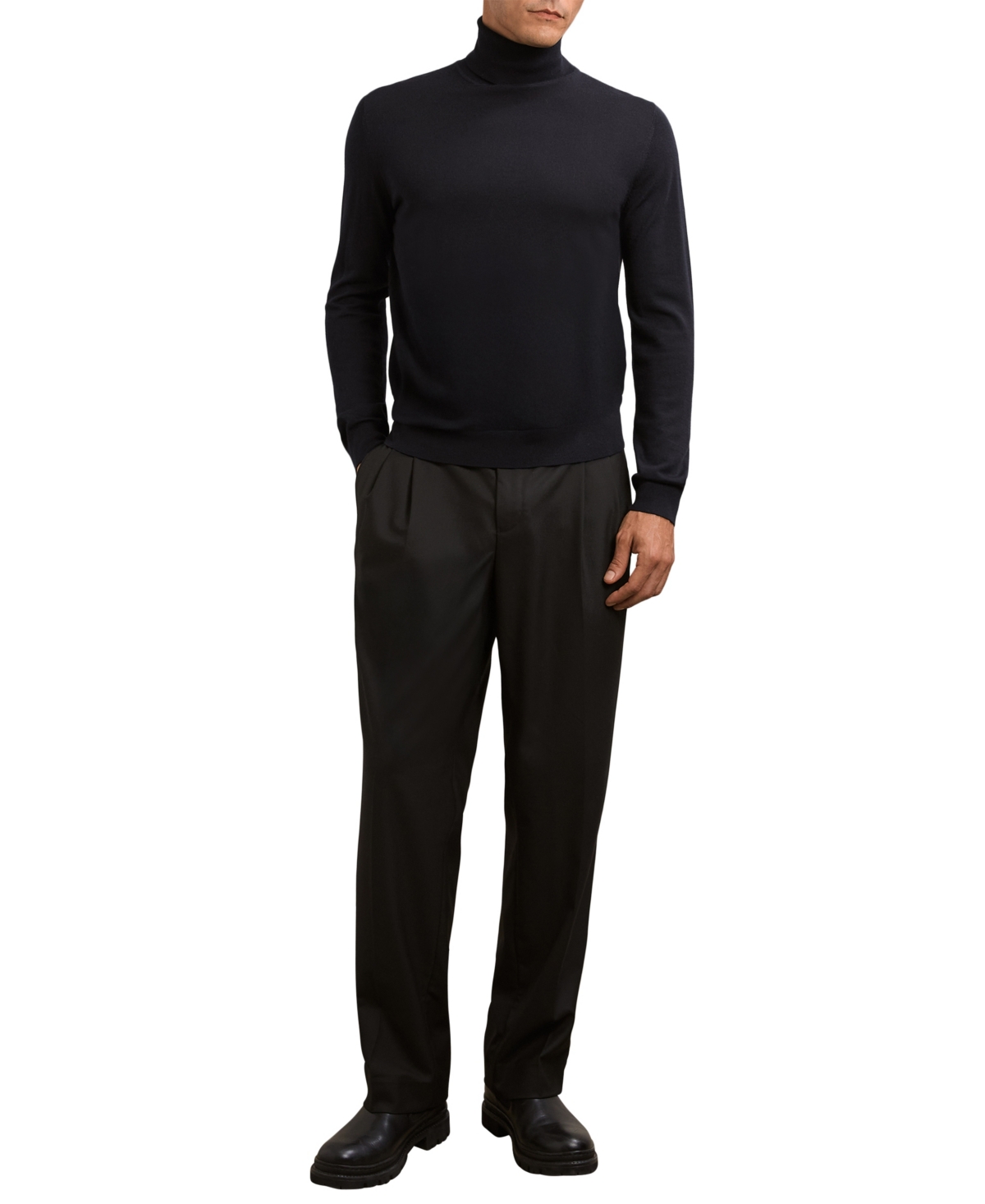 Reiss Men's Caine Merino Wool Fine-Gauge Rollneck Sweater - Navy