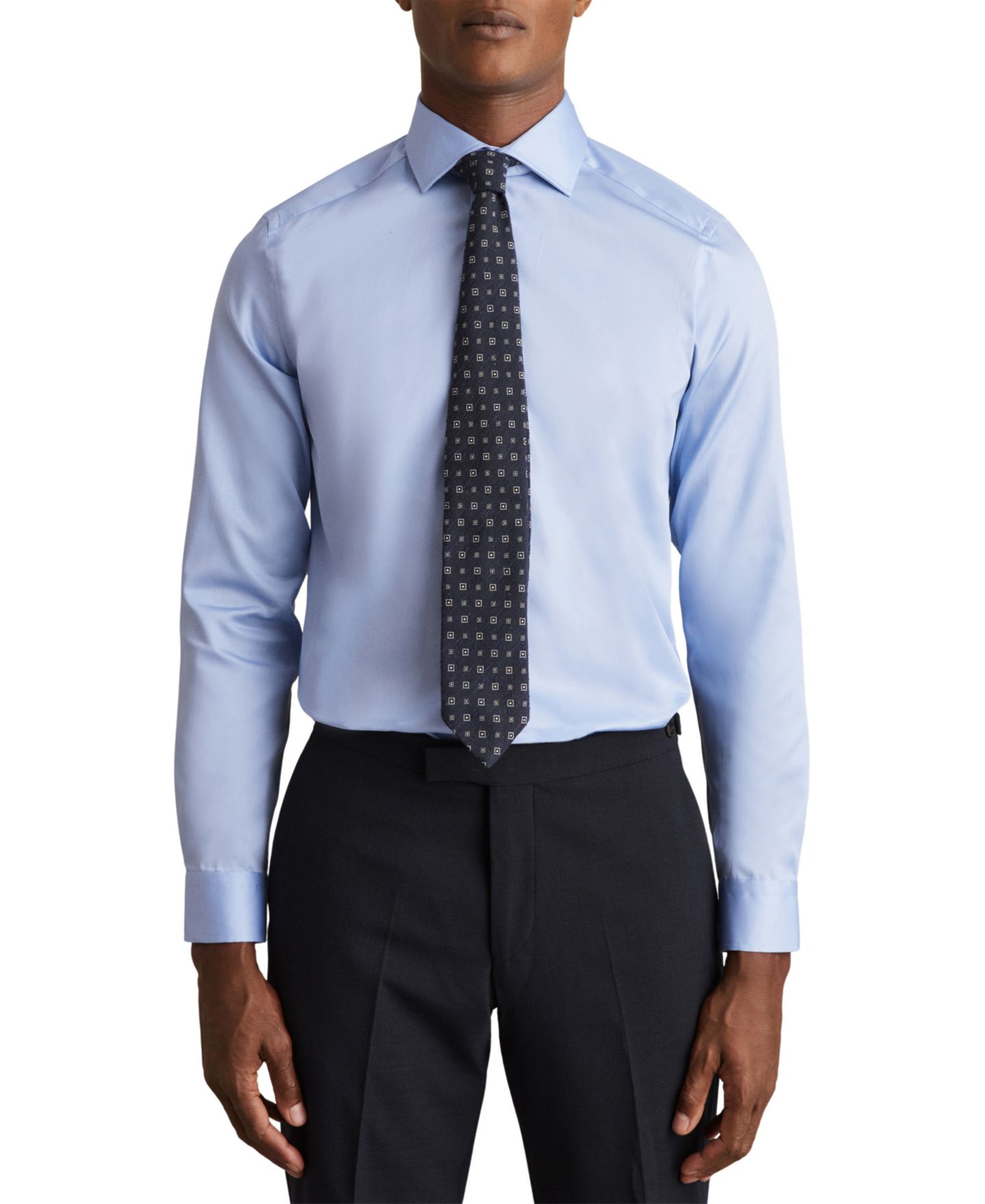 Мужская рубашка REISS Remote Slim-Fit Cutaway-Collar Cotton-Satin Dress Shirt — фото 3