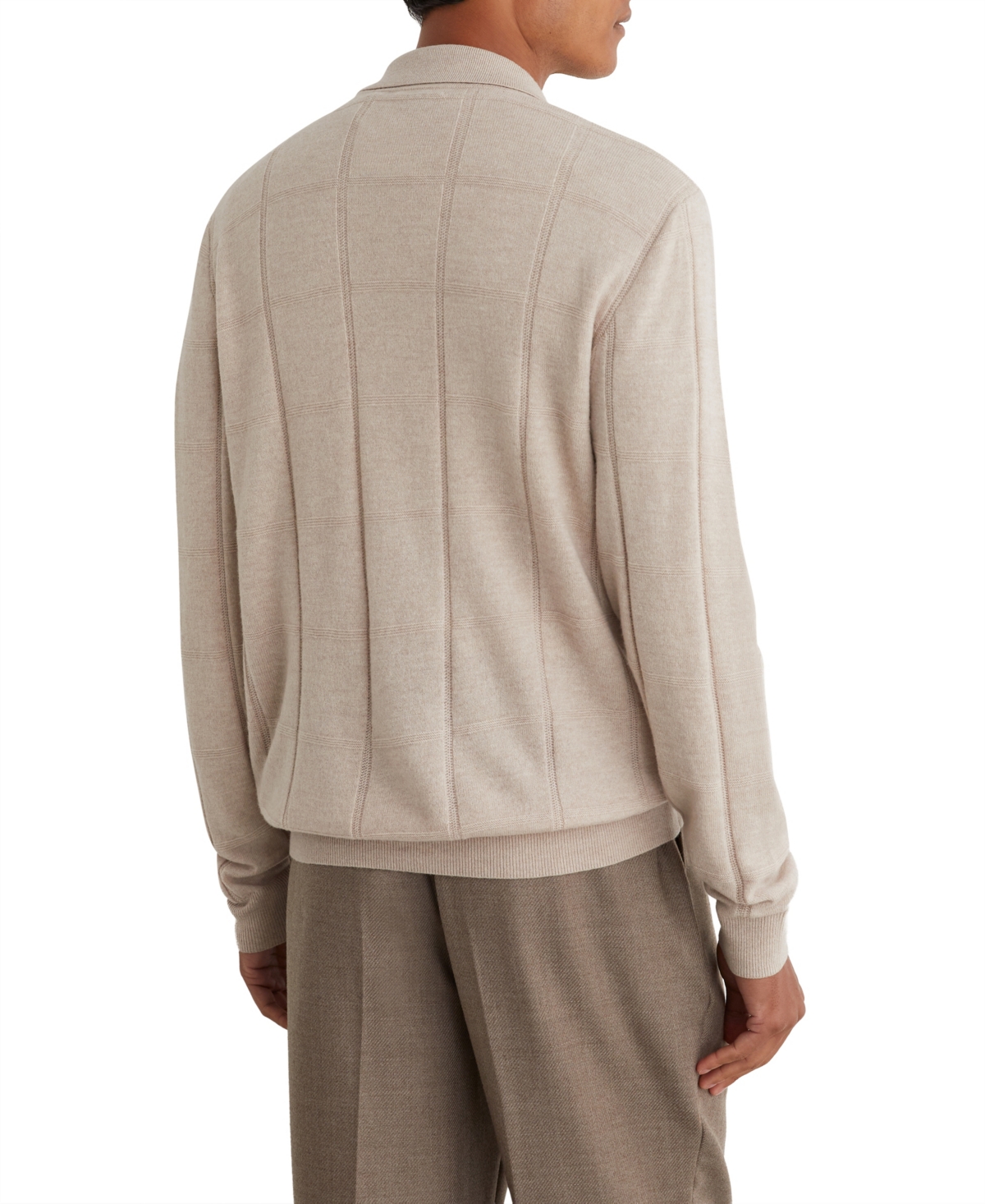 Reiss Men's Martindale Wool Check-Textured Zip-Through Cardigan Sweater