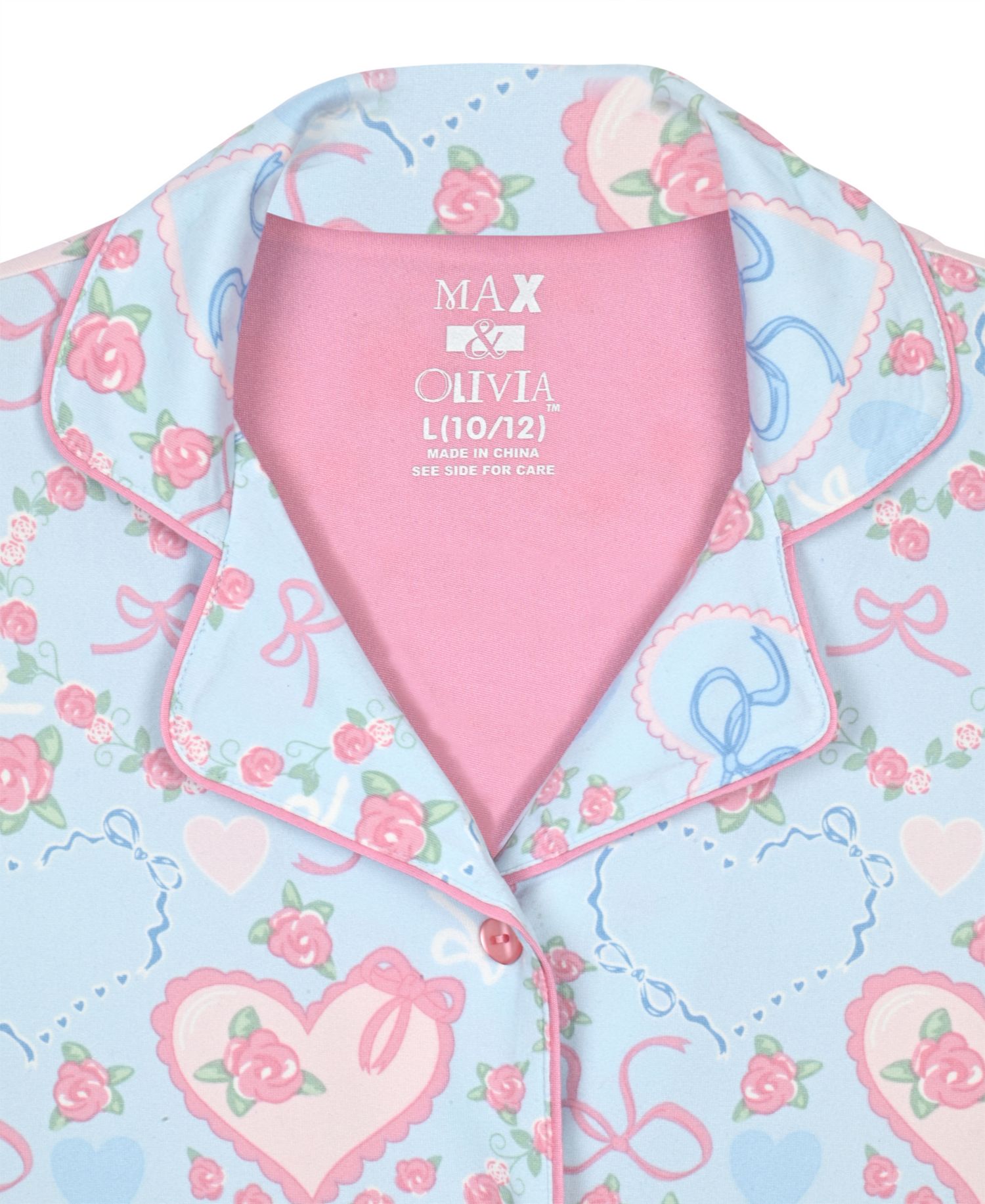 Girls' 7-16 Milky Print Coat Pajama with matching Scrunchie, 3-Piece Set