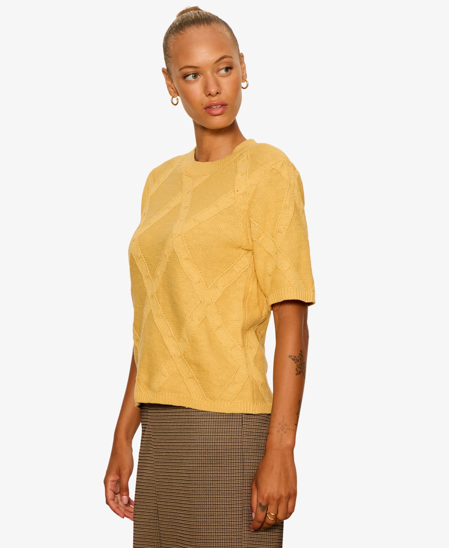 Petite Short-Sleeve Cotton Sweater T-Shirt