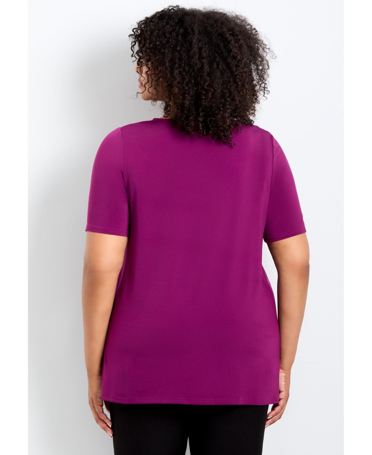 Avenue Plus Cowl Neck Short Sleeve Women's Top