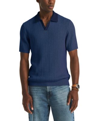 Men's Textured Stripe Polo Sweater