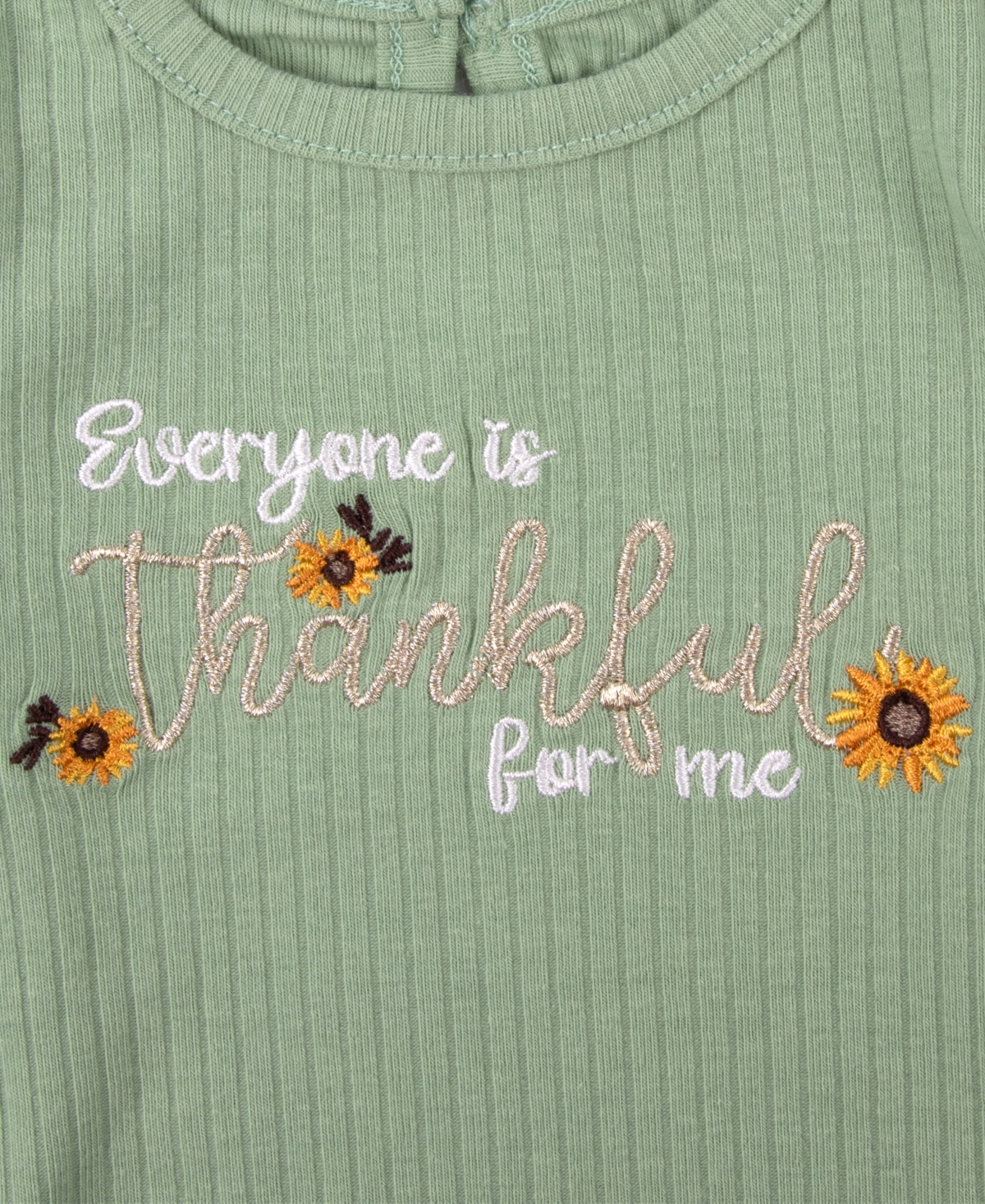 Baby Essentials Girls' 0-5T Thankful Long-Sleeve Ribbed Thanksgiving 4-Piece Set