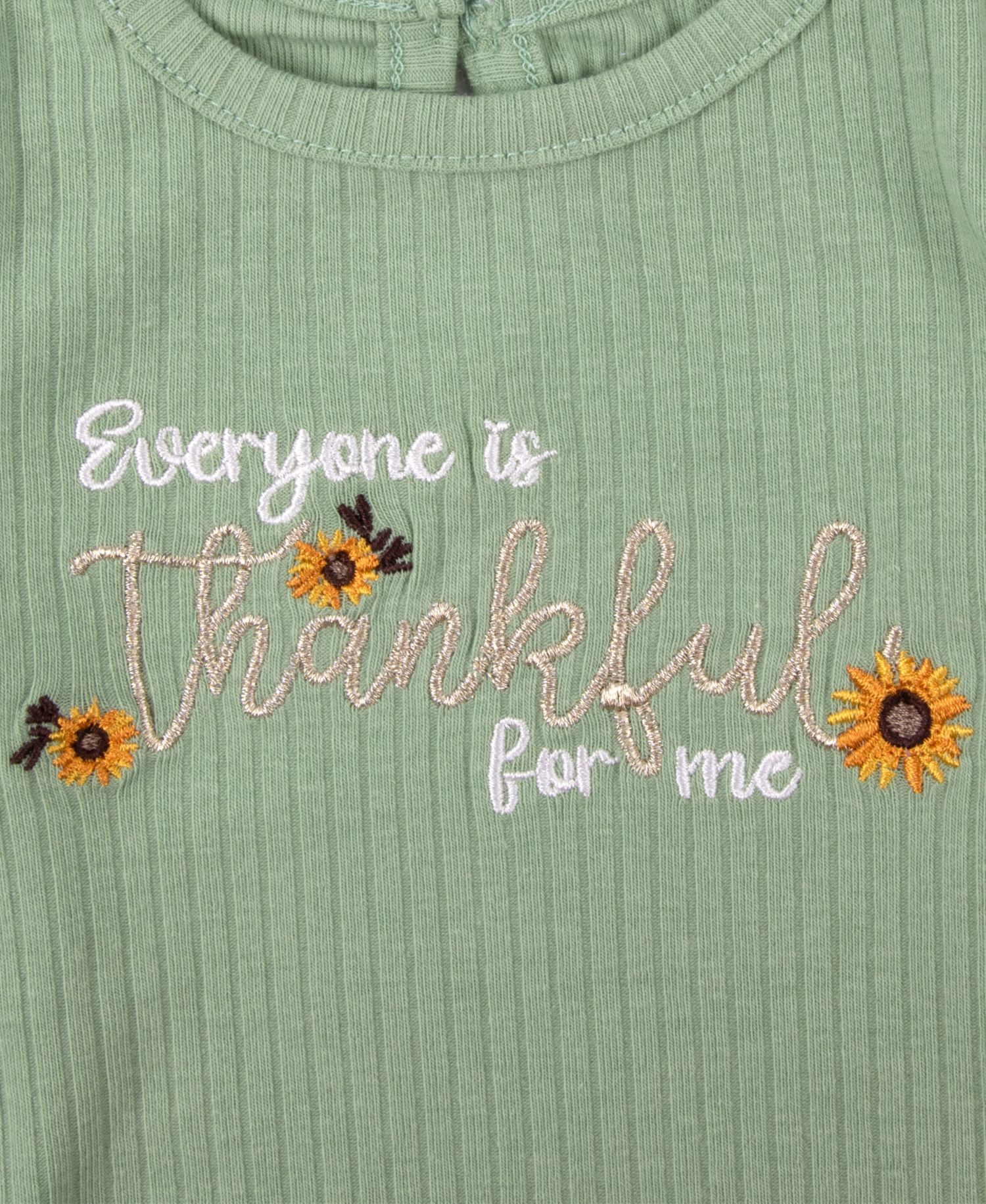 Girls' 0-5T Thankful Long-Sleeve Ribbed Thanksgiving 4-Piece Set