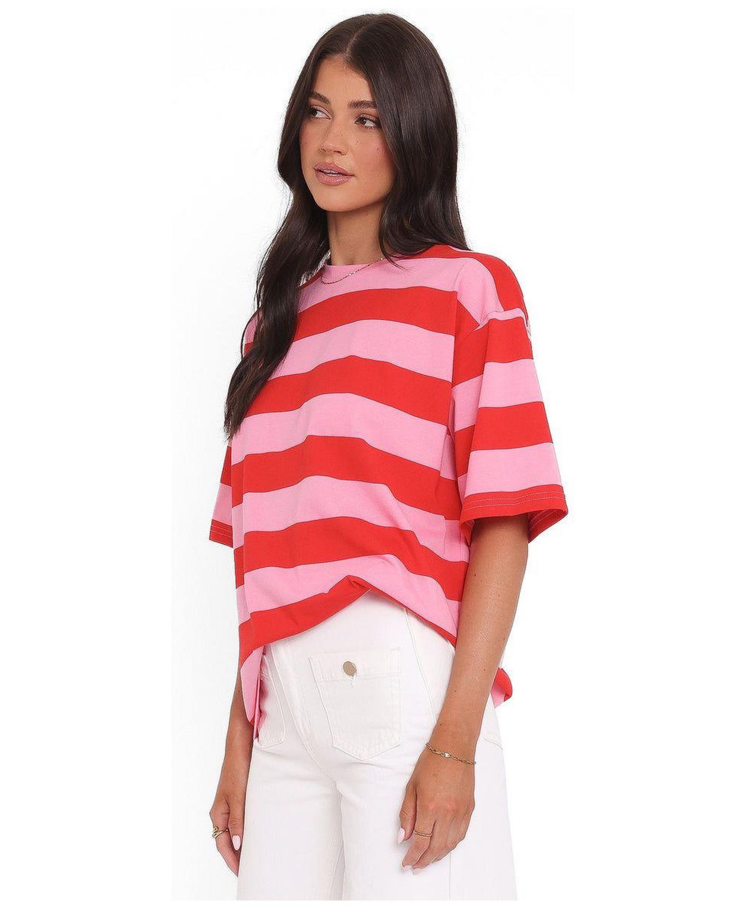 Women's Striped Crewneck Cotton-Blend Zestora Tee