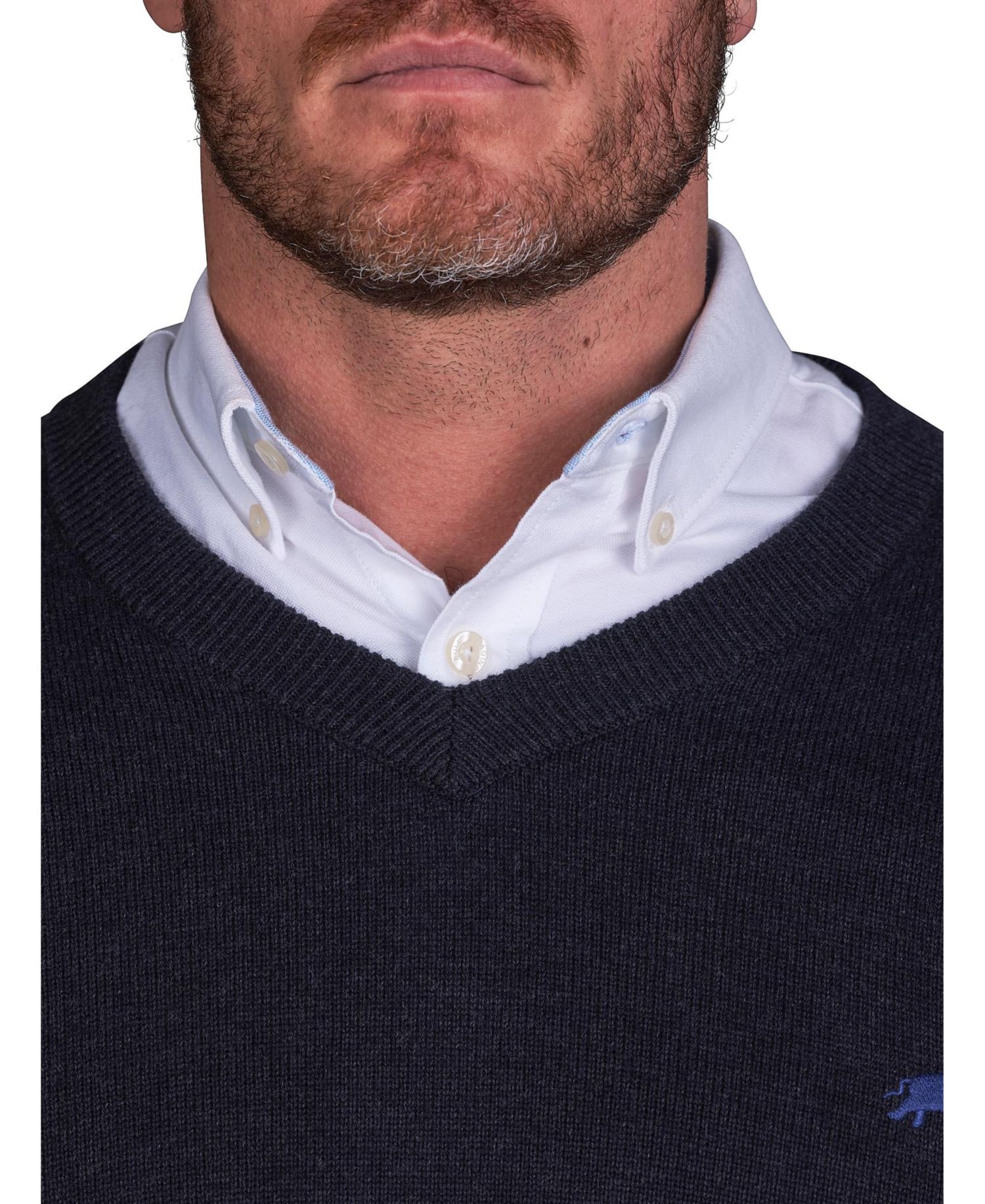 Men's Classic Long-Sleeve V-Neck Cotton-Cashmere Blend Sweater