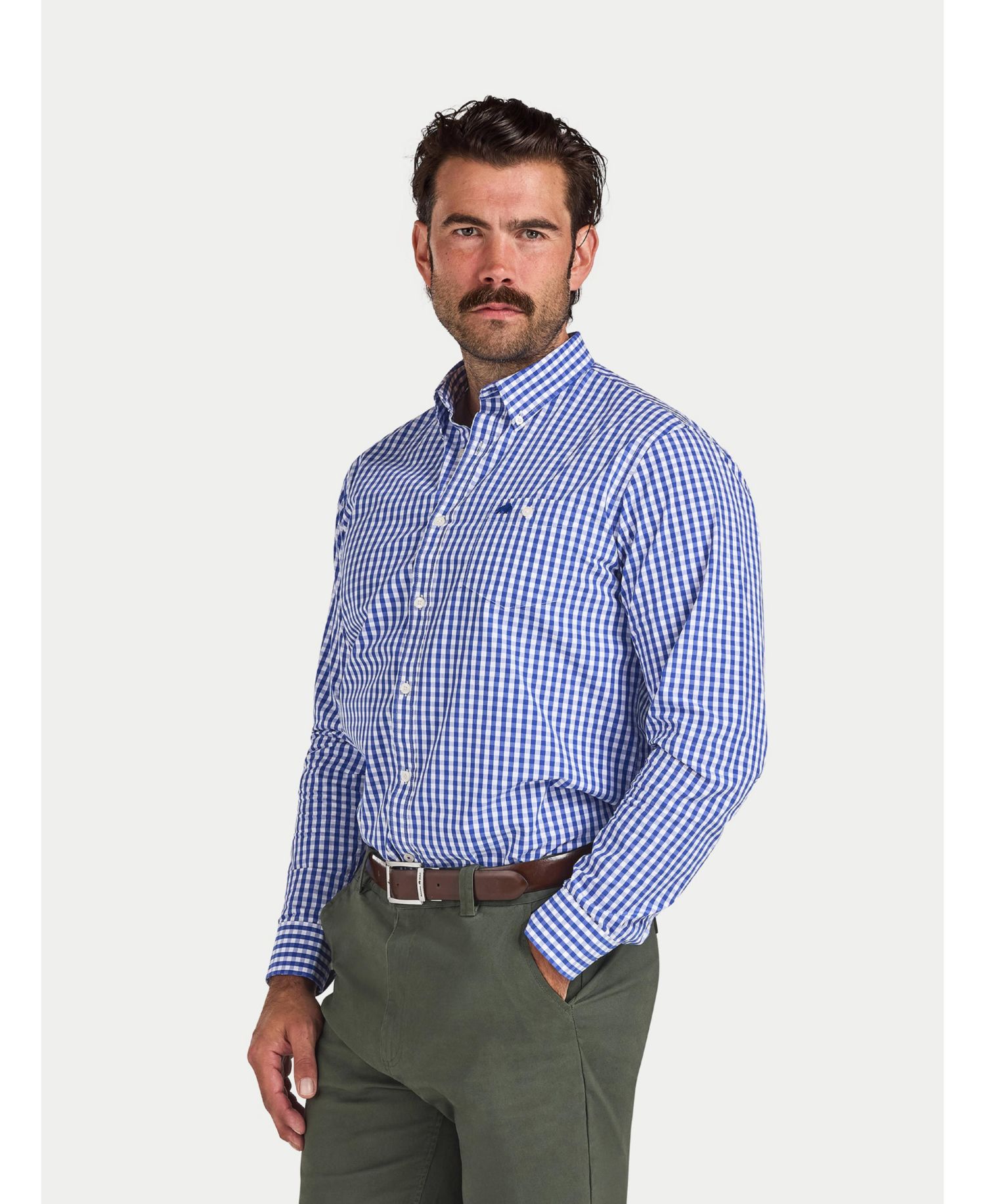 Men's Classic-Fit Gingham Long-Sleeve Dress Shirt