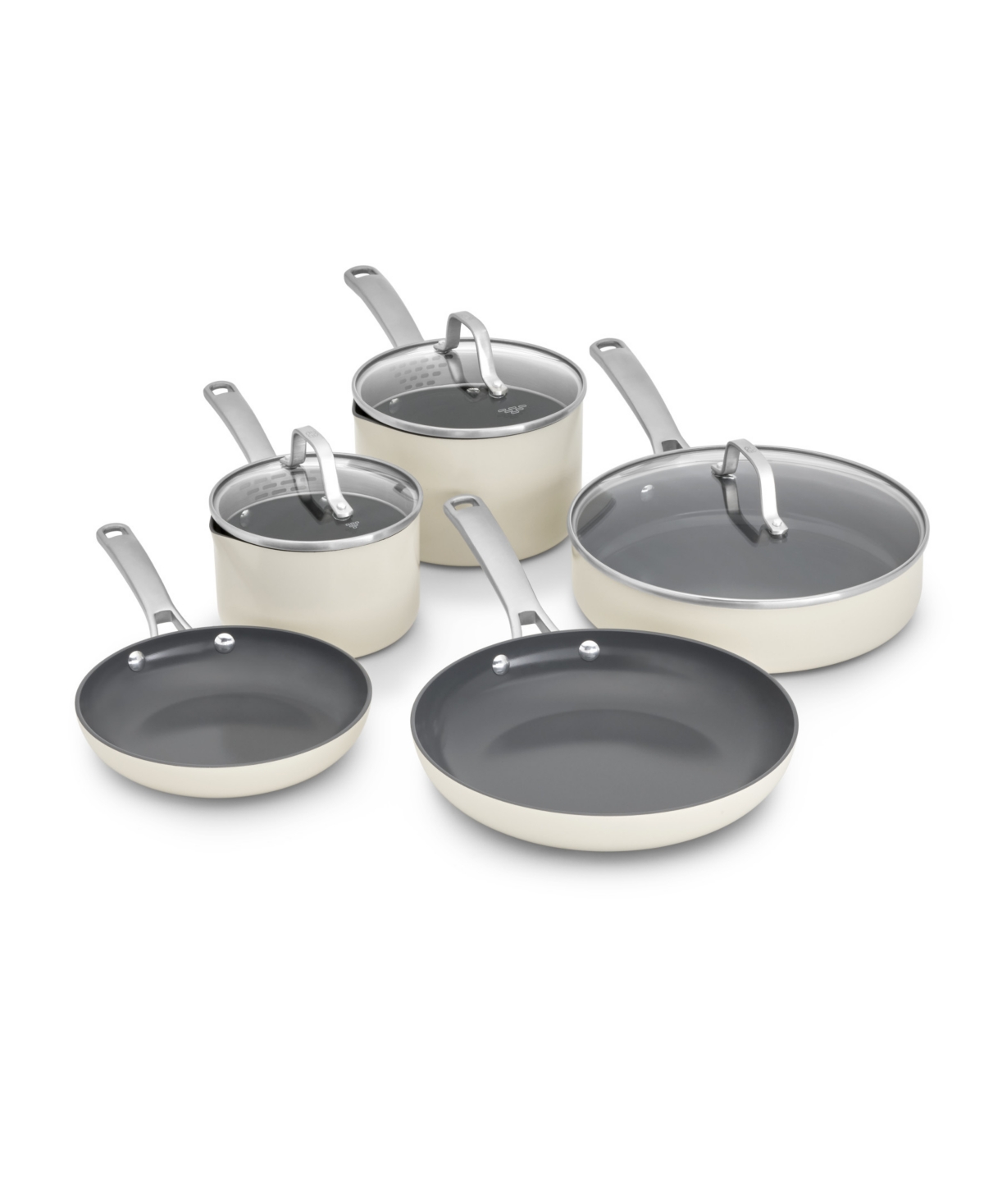 Calphalon Ceramic Nonstick 8-piece Cookware Set In Ivory