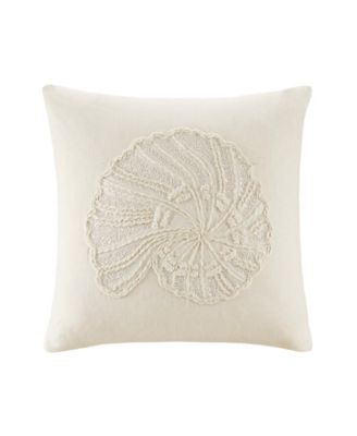 Luna Spiral Shell Embroidered Decorative Pillow Cover, 20" x 20"