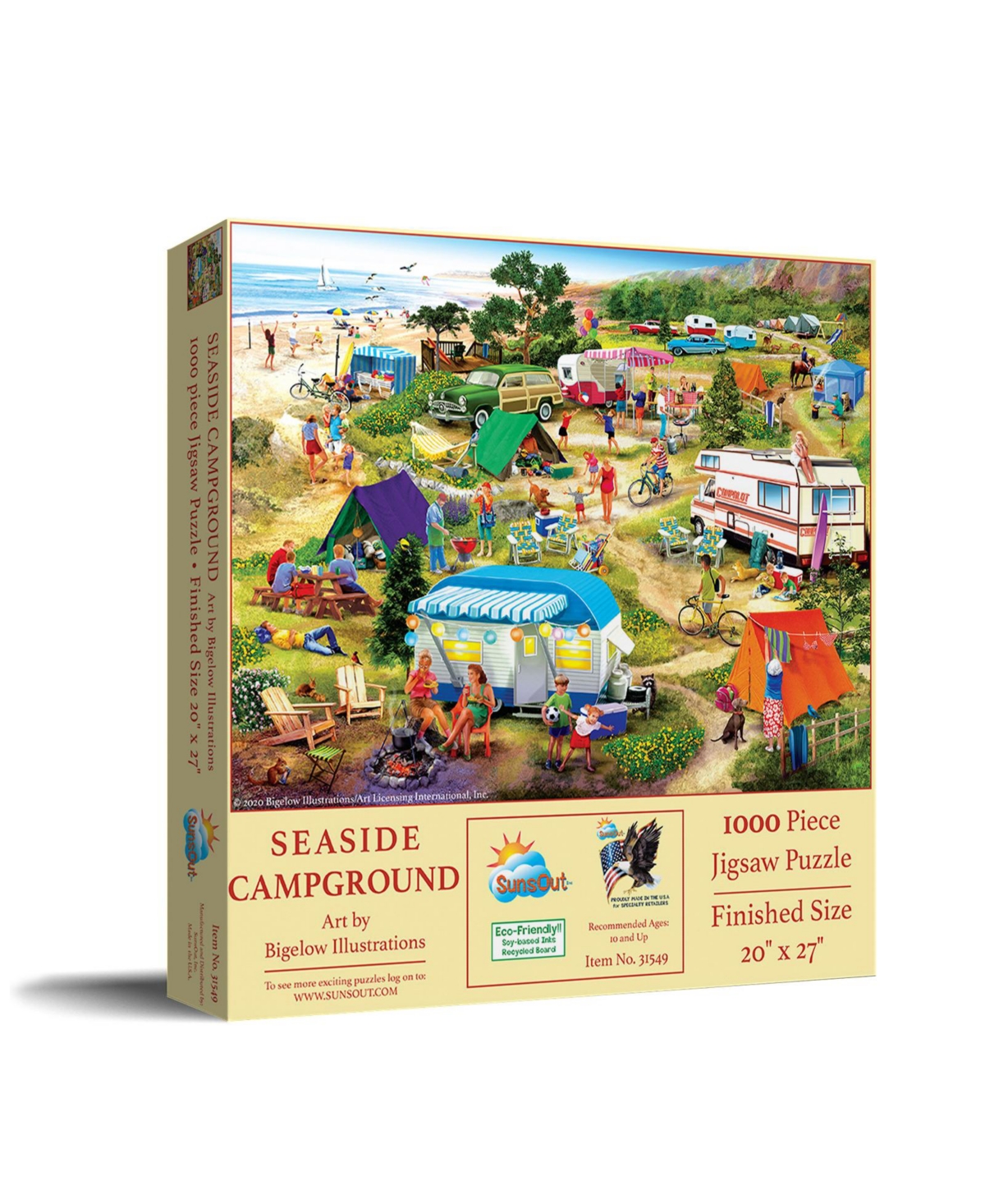SunsOut Seaside Campground 1000-Piece Jigsaw Puzzle, Ages 15+