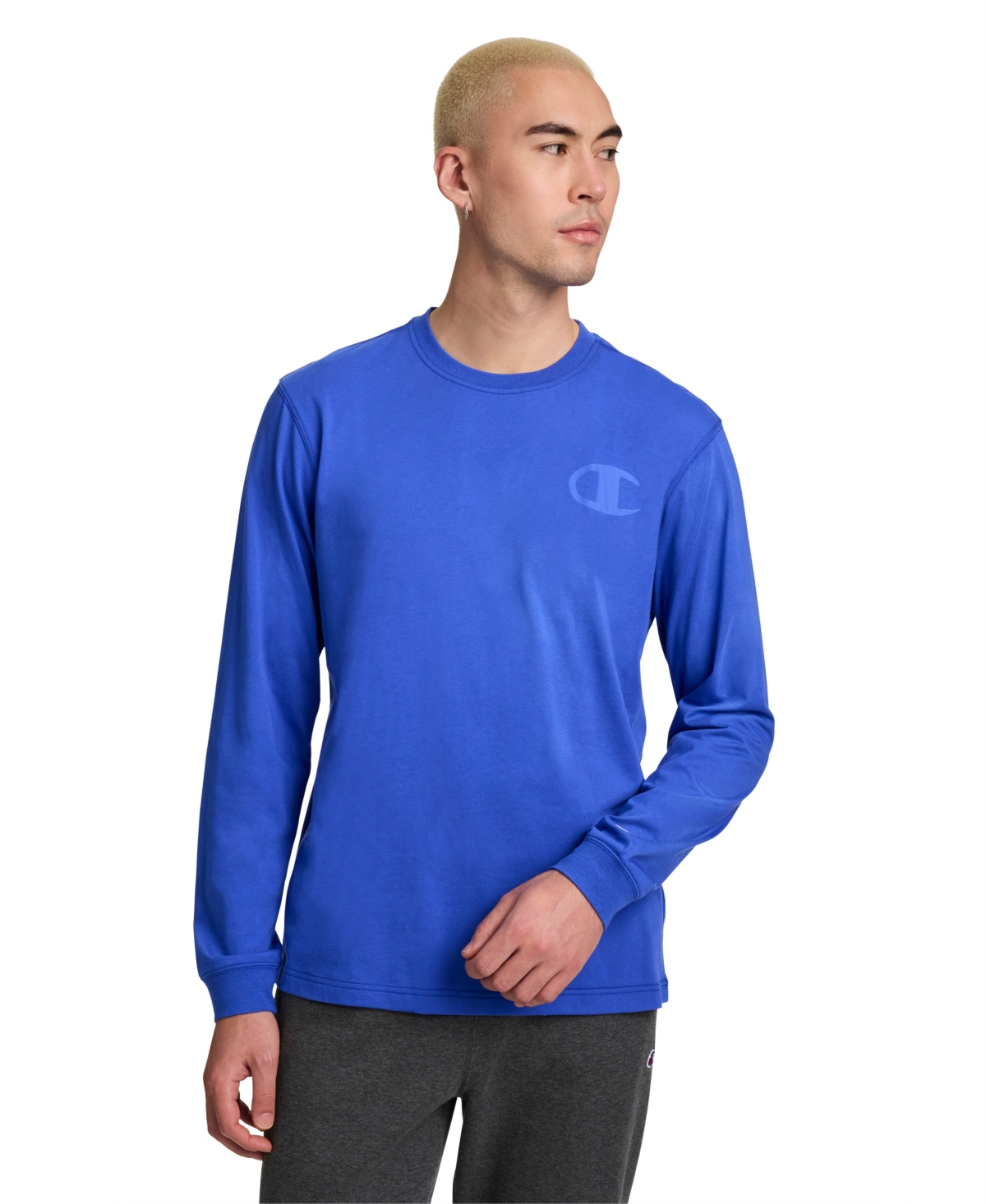 Champion Men's Large "C" Graphic Logo Long-Sleeve T-Shirt - Dazzling Blue