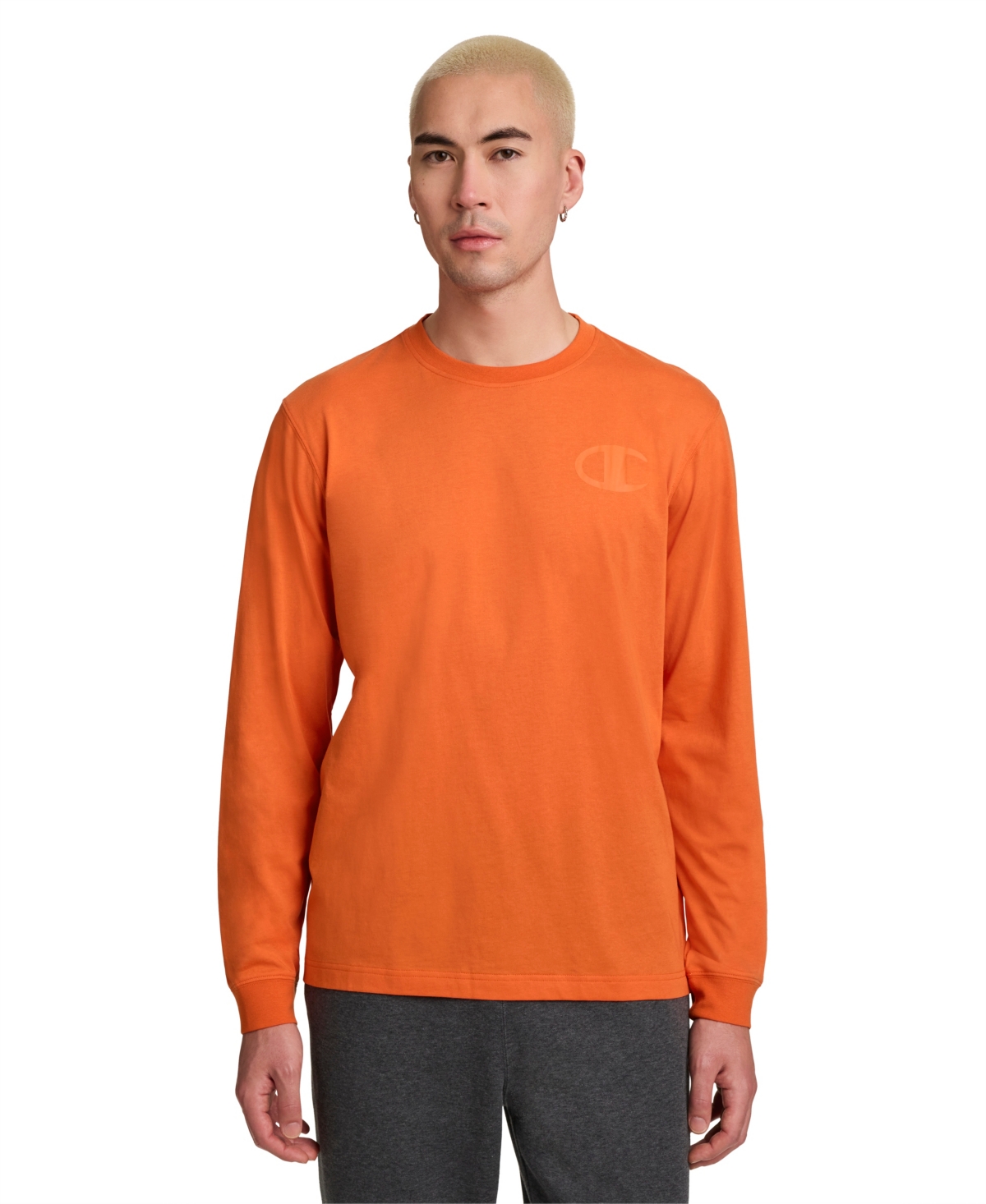 Champion Men's Large "C" Graphic Logo Long-Sleeve T-Shirt - Tigerlily Orange