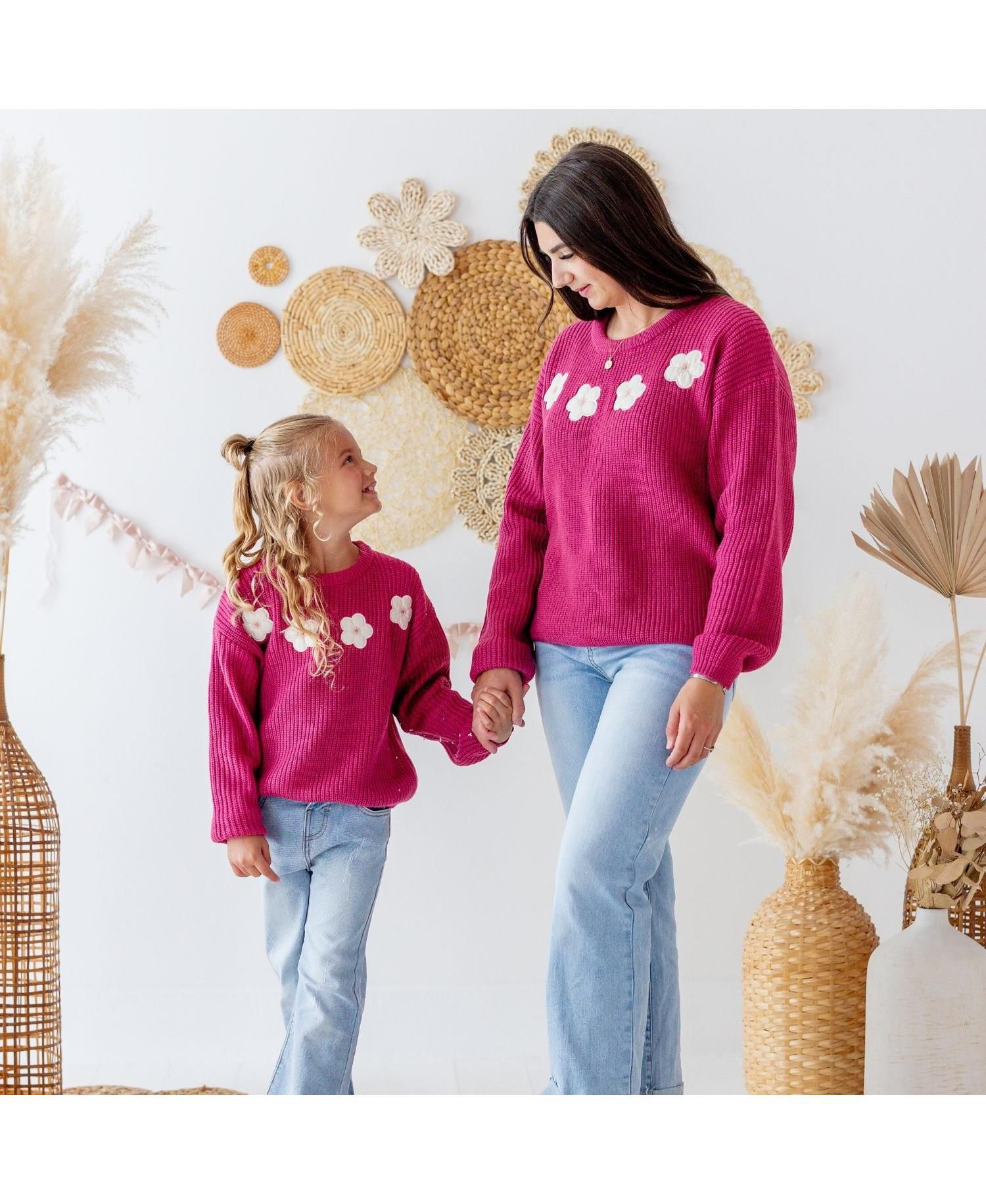 Little Girls Floral Applique Sweater