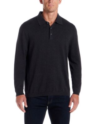 Men's Solid Cotton Cashmere Polo Sweater