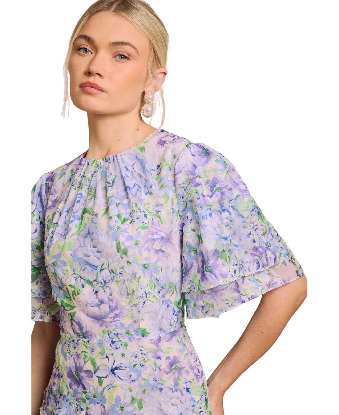 Женское платье Oasis Occasion Flora Jacquard Midi, цвет: Синий — фото 4