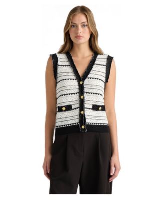 Women's V-Neck Button-Front Sleeveless Vest