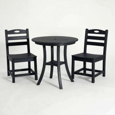 HDPE 3-Piece Outdoor Patio Bistro Set Round Table with 2 Chairs Small Space Bistro Set