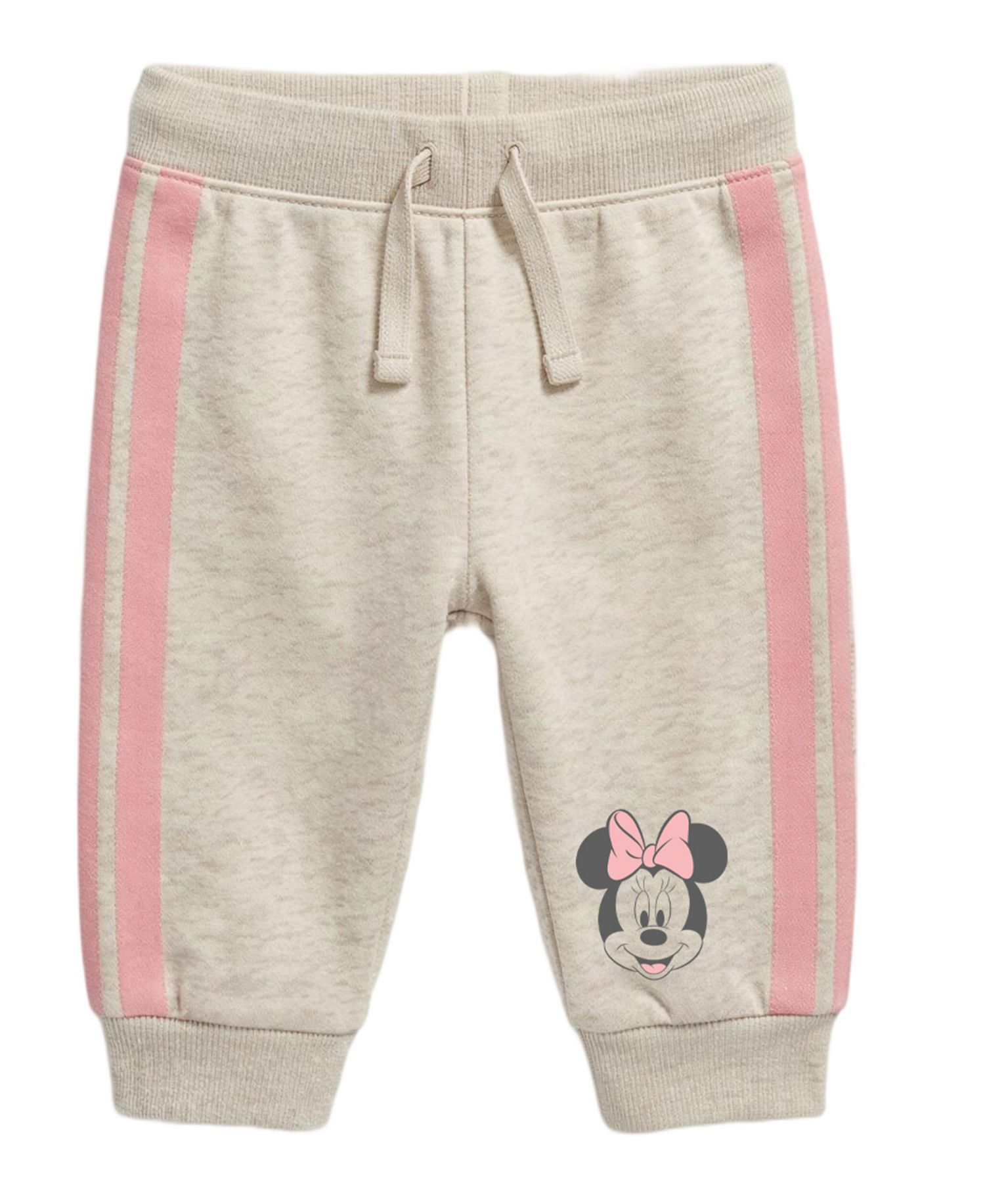 Baby Girls' Minnie Mouse Jogger Ruffle-Shoulder Long-Sleeve Sweatshirt and Jogger Pants, 2-Piece Set