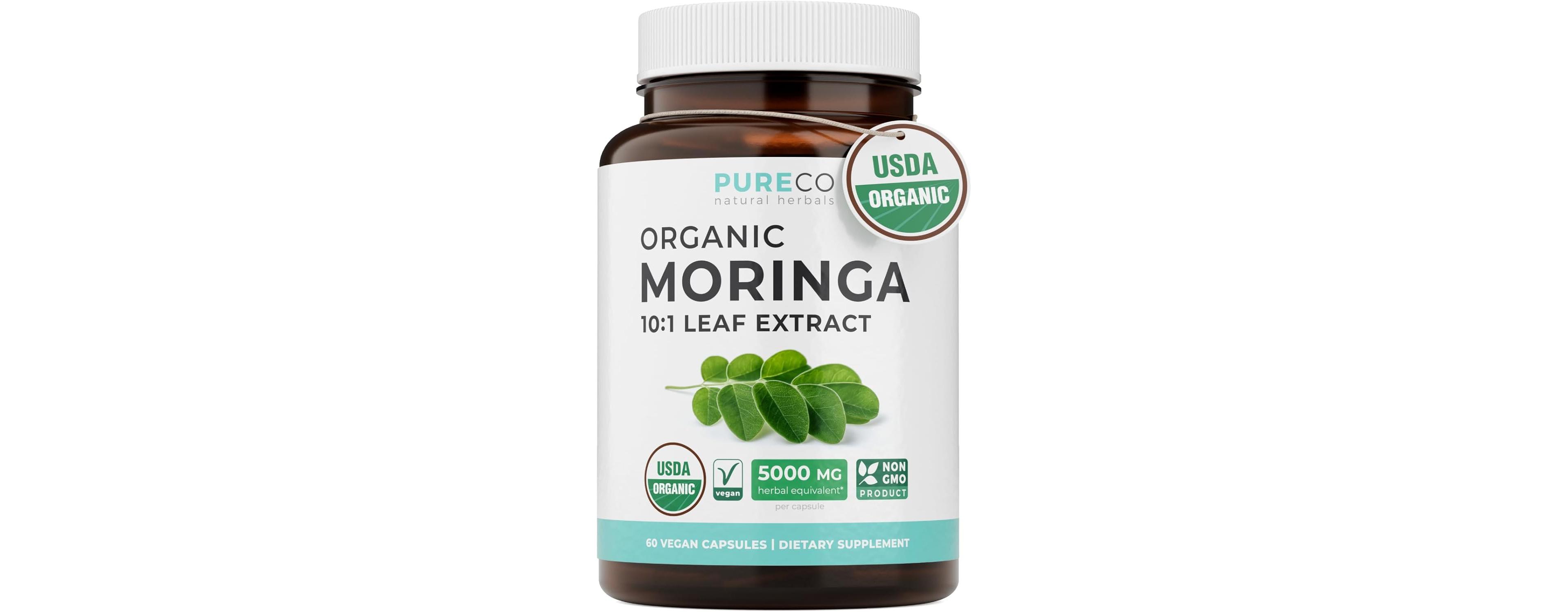 Pure Co Moringa Leaf Supplement, High Potency Moringa Leaf Extract, , Non-gmo, 60 Capsules