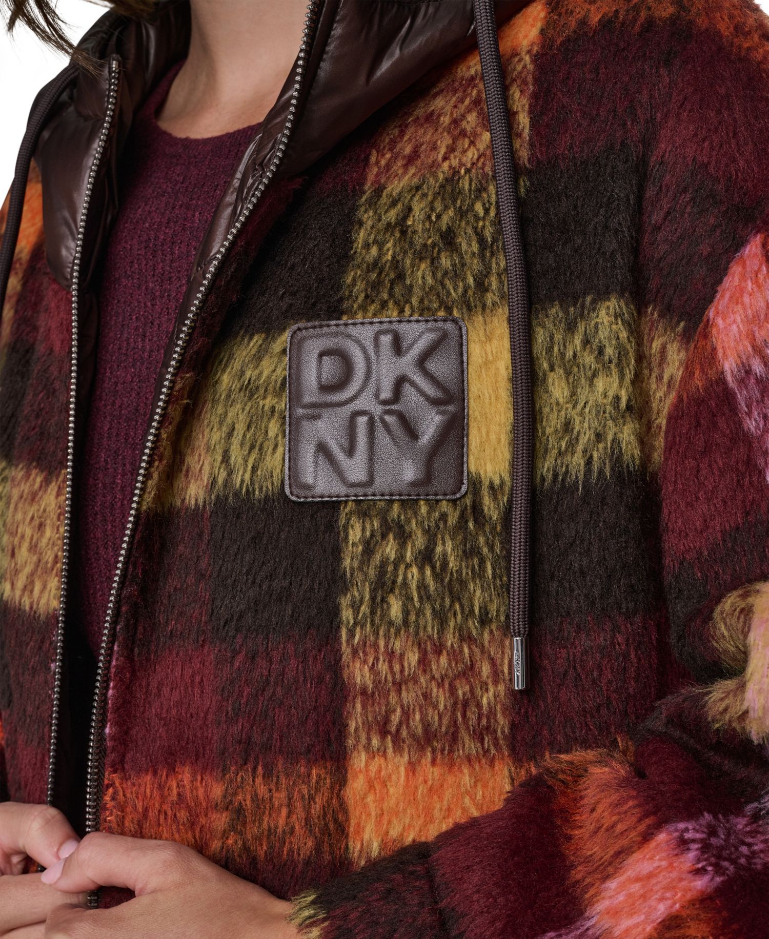 Women's Plaid Quilted-Hood Jacket