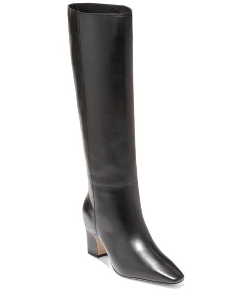 Женские ботинки Cole Haan Blanche Zipper Tall, цвет: Чёрный кожаный