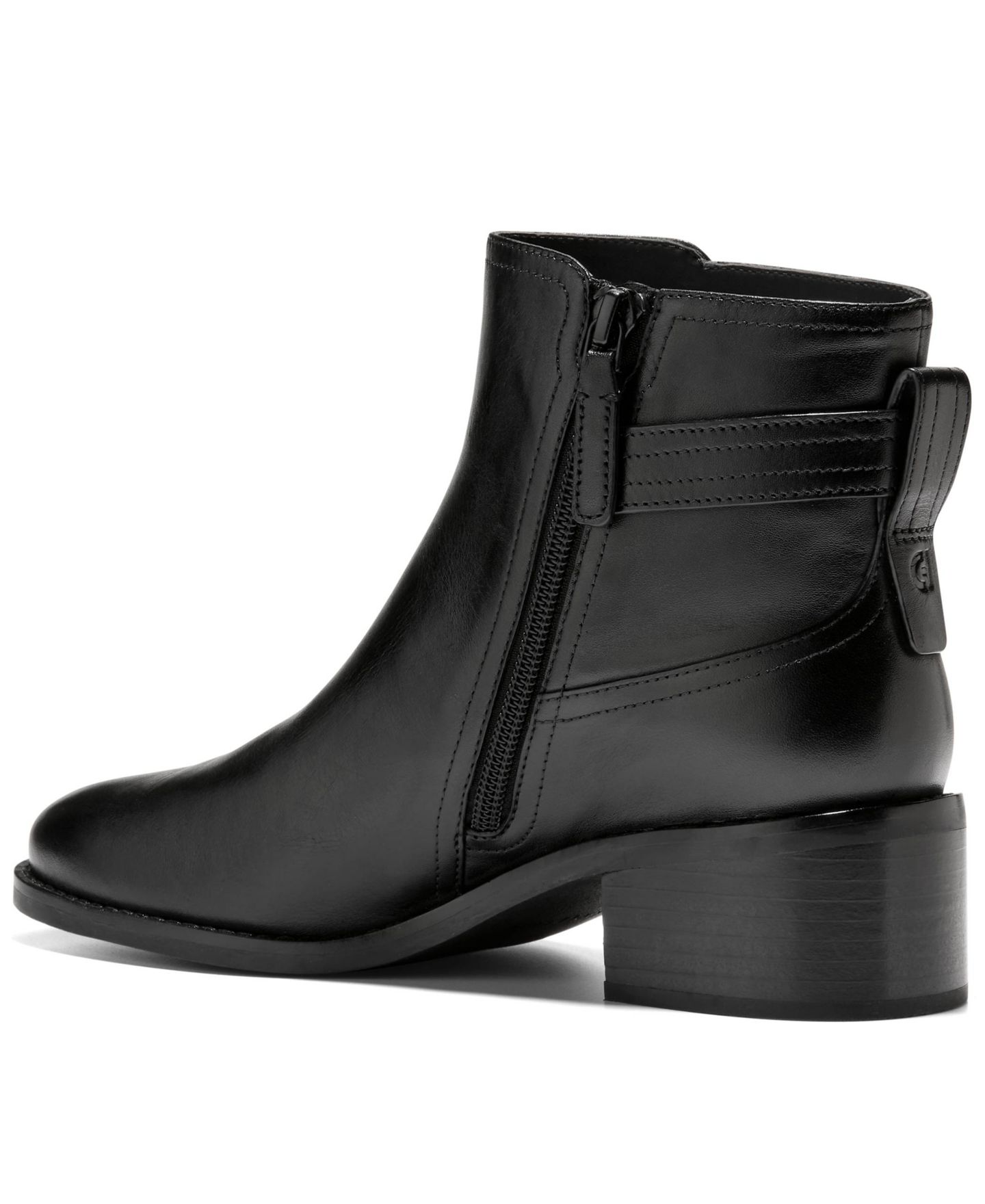 Женские ботинки Cole Haan Haddie Full-Zip Buckle Ankle Booties, цвет: Чёрный кожаный — фото 3