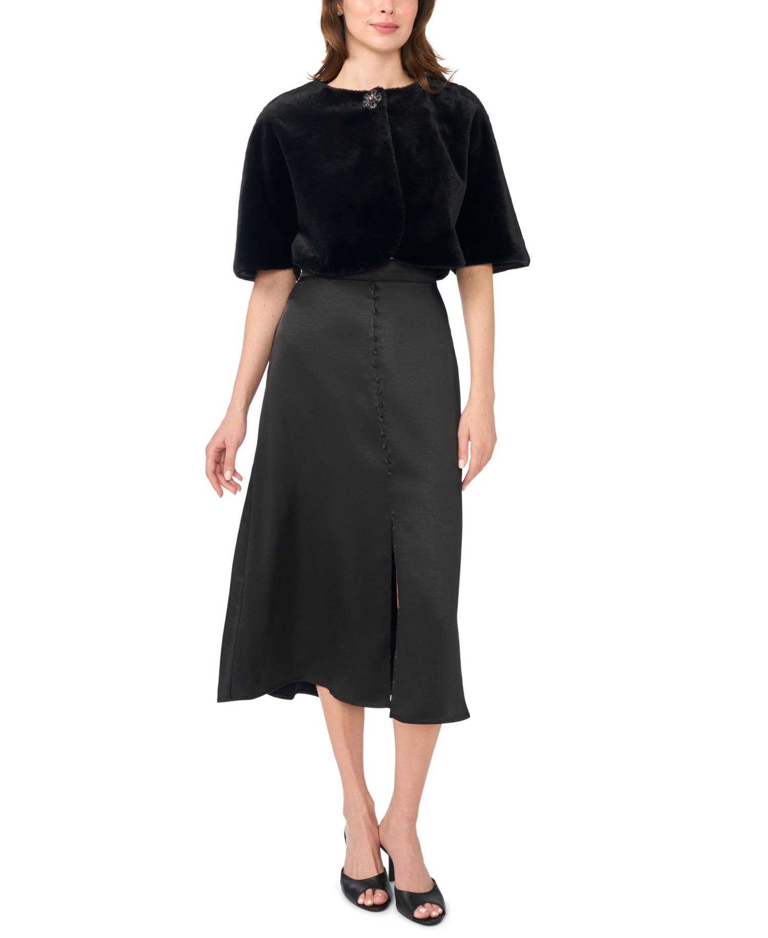 Women's Cropped Faux Fur Cape