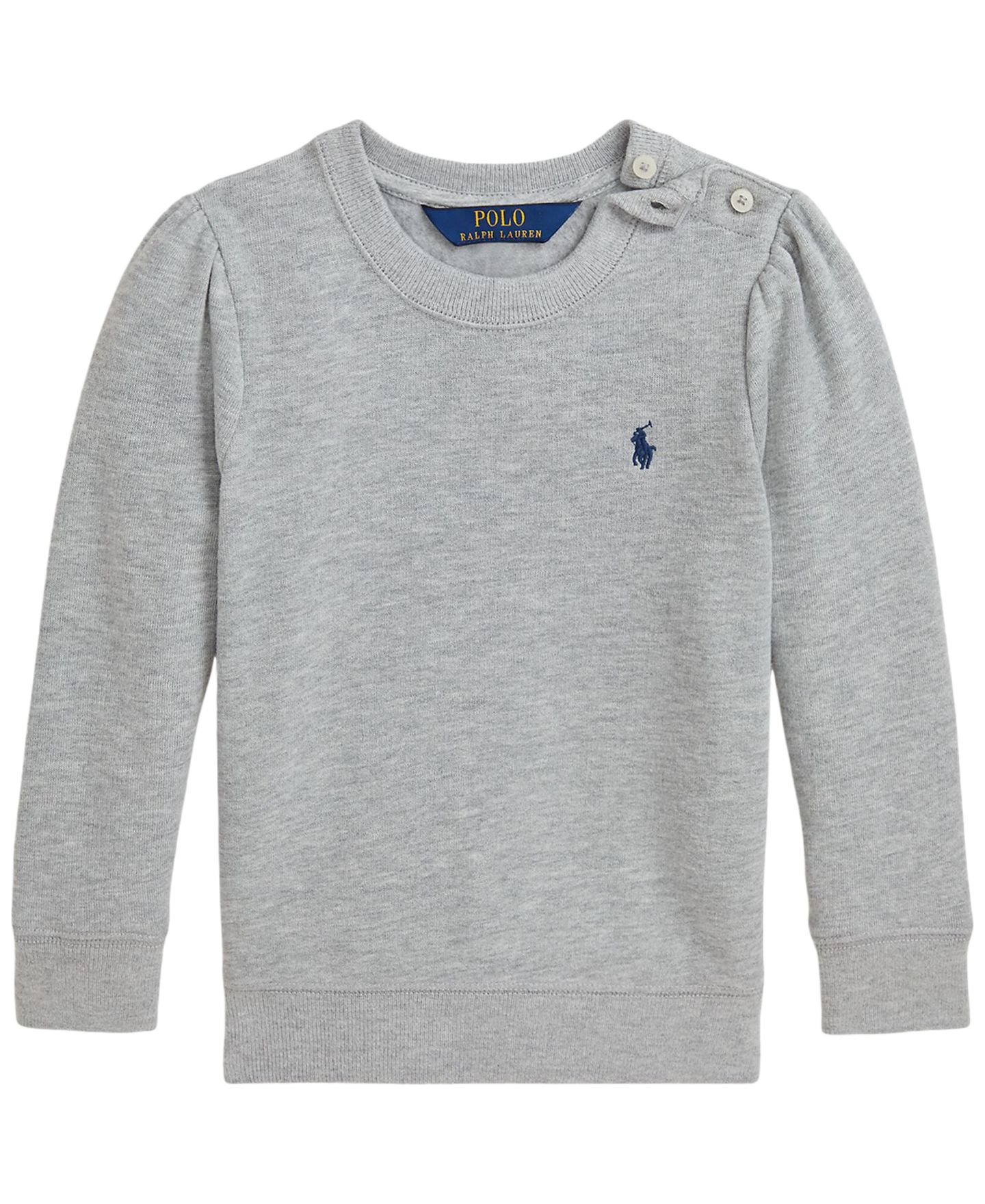 Детский флисовый свитшот Polo Ralph Lauren для девочек, 2T-6X, цвет: Меланжевый / Тёмно-синий — фото 1