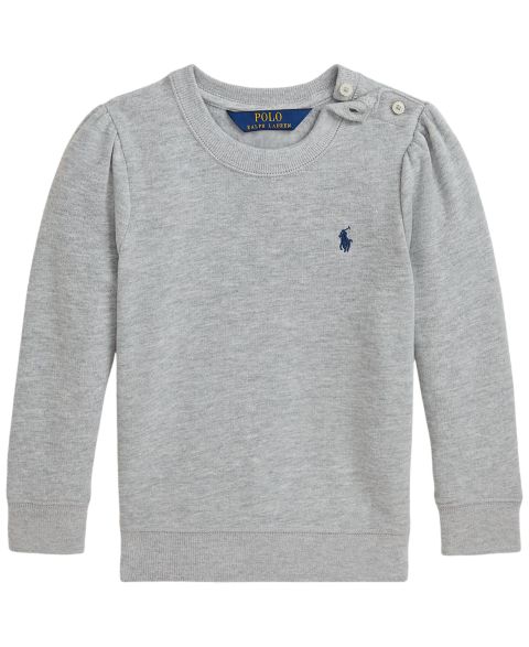 Детский флисовый свитшот Polo Ralph Lauren для девочек, 2T-6X, цвет: Меланжевый / Тёмно-синий