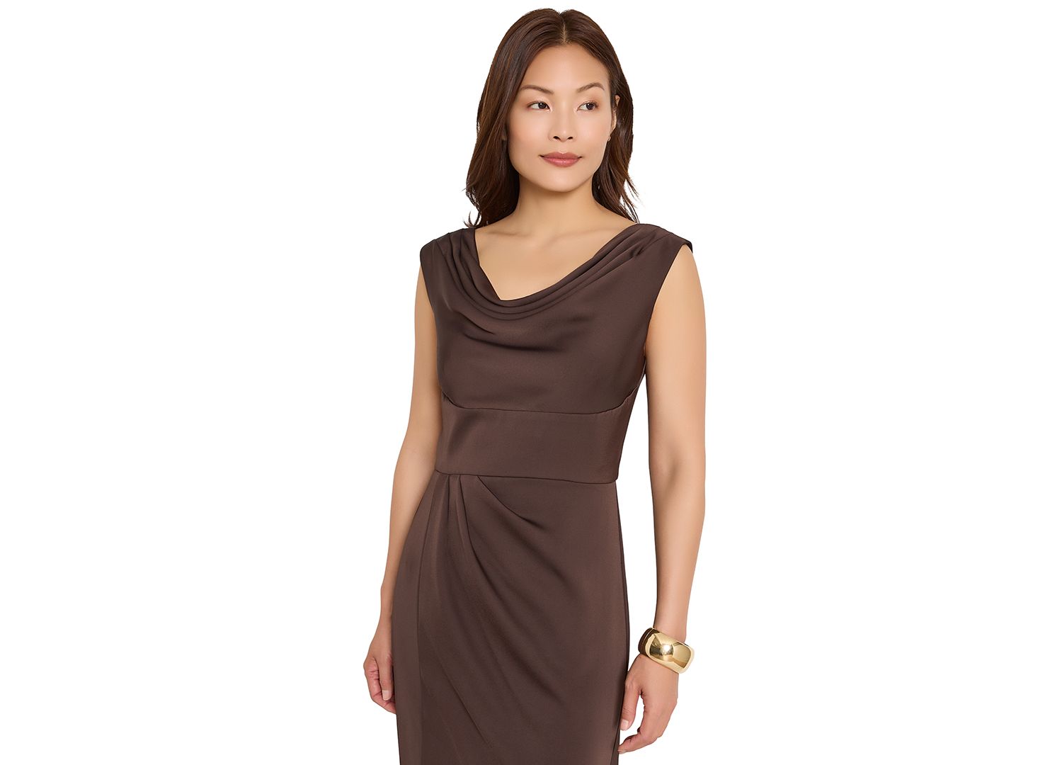 Women's Sleeveless Cowl Neck Satin Gown