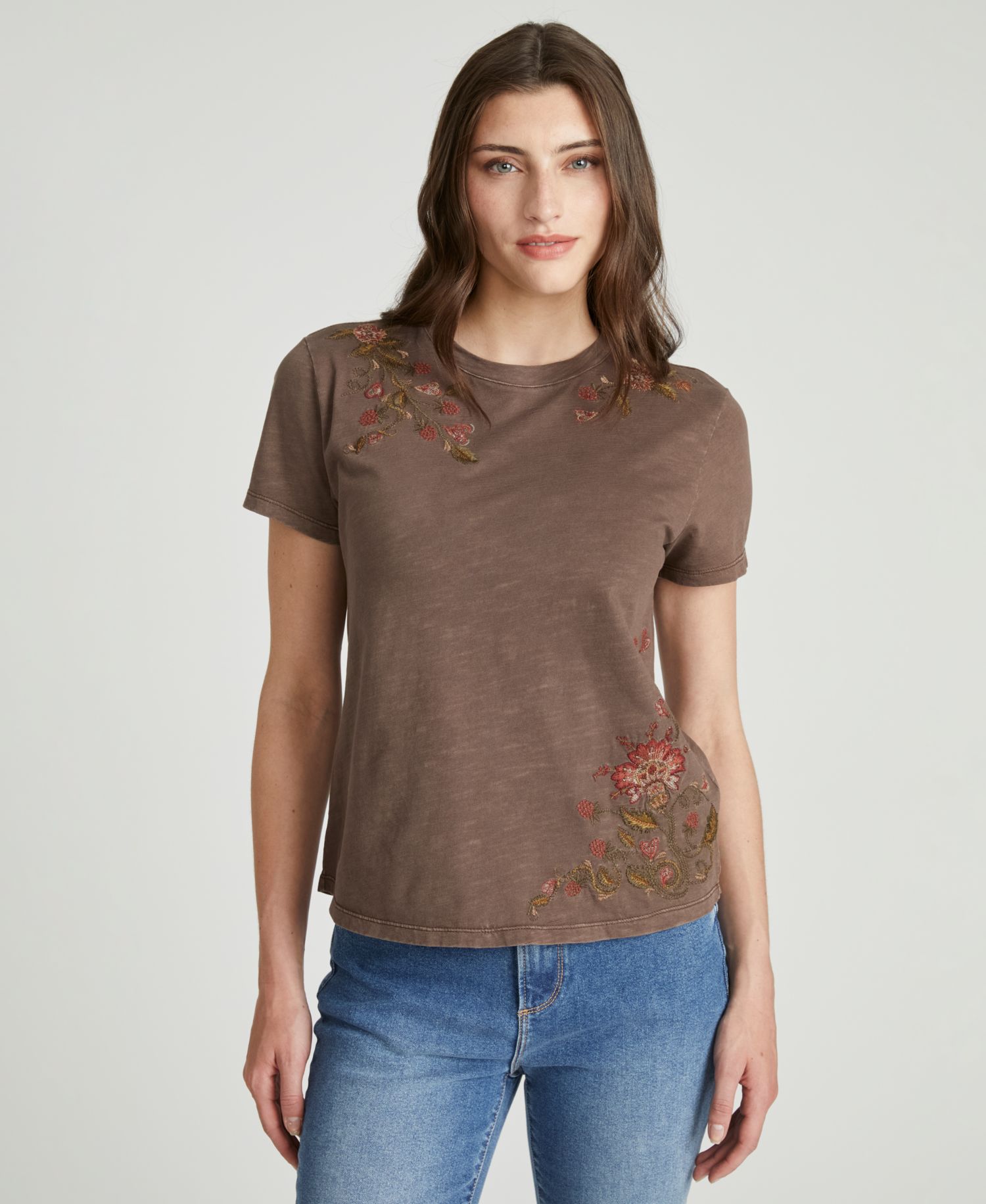Women's Rosevine Embroidered Relaxed Short-Sleeve T-Shirt