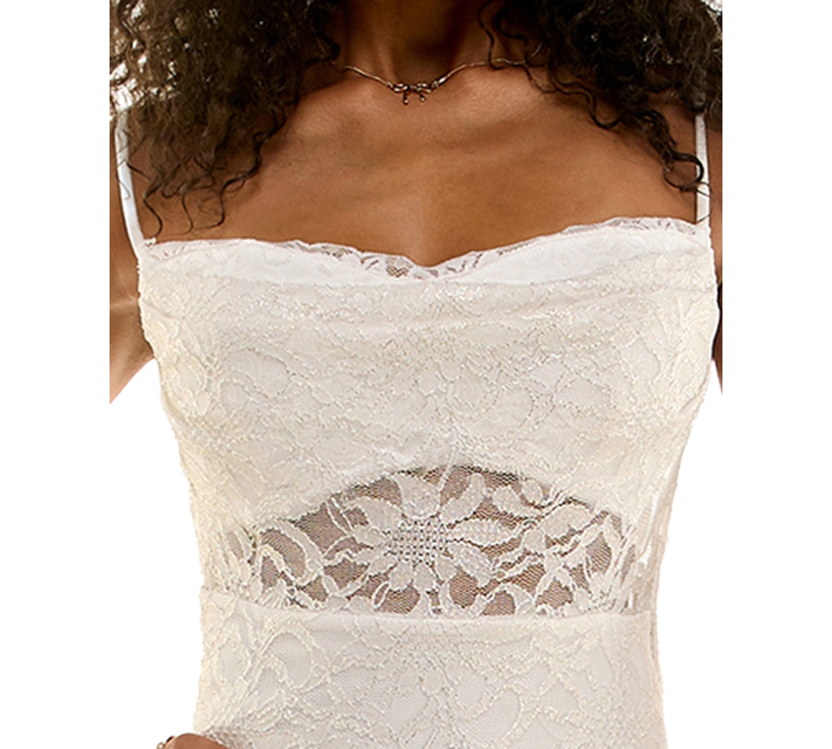 Katia Rae Juniors' Lace Open-Back Cowl-Neck Midi Dress