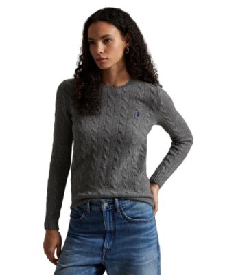 Women's Cable Wool-Cashmere Crew Neck Sweater