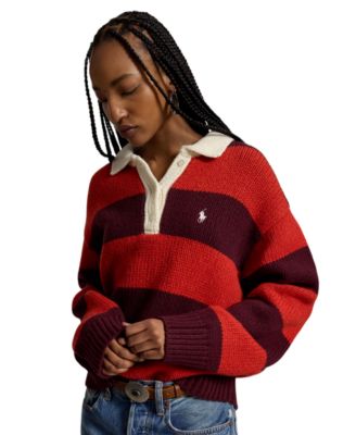 Women's Striped Wool-Blend Rugby Sweater