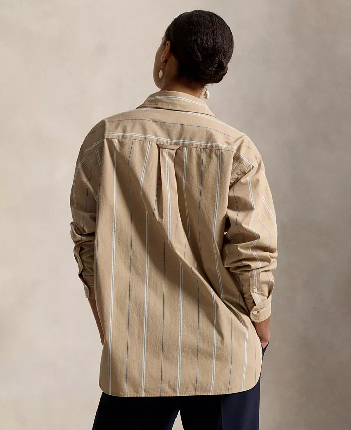 Women's Oversize-Fit Striped Cotton Shirt - thumbnail 4