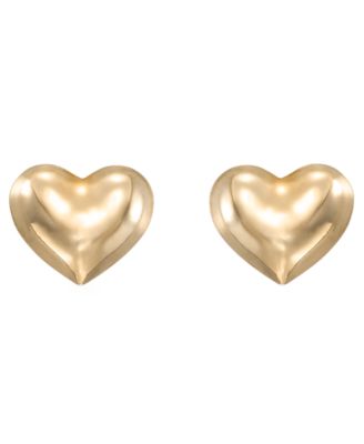 Heart Shape High Polished Stud Earrings in 10k Yellow Gold