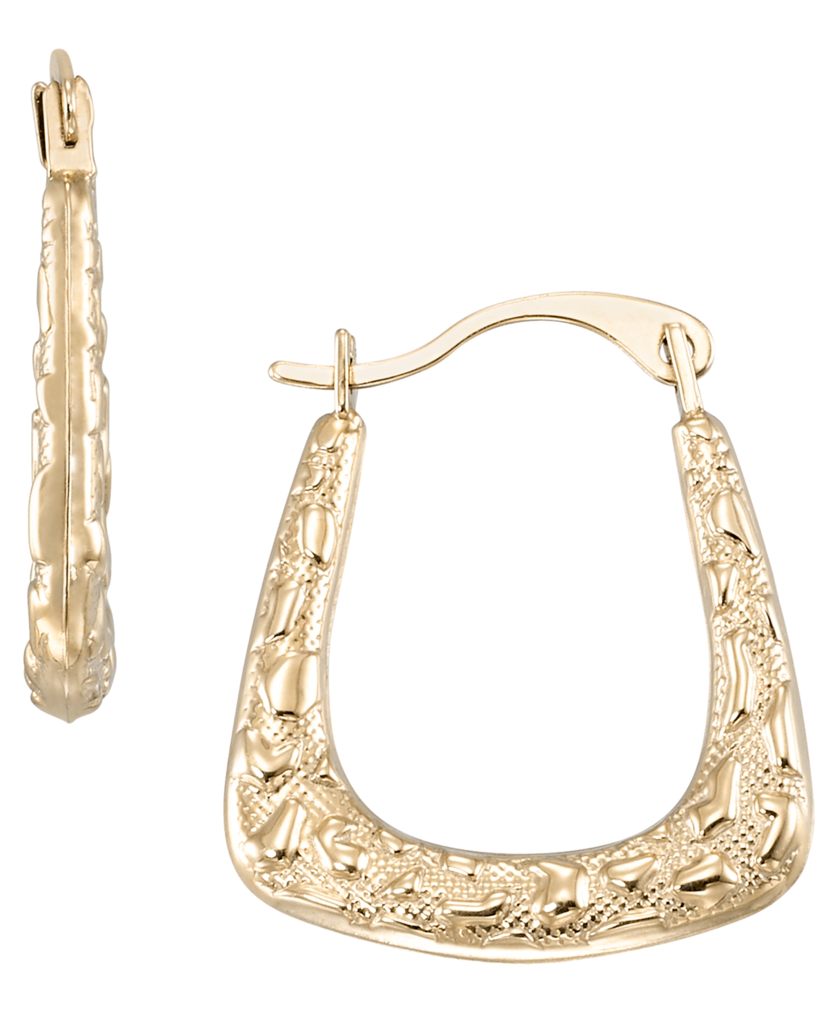 Macy's High Polished & Milgrain Square Hoop Earrings in 10k Yellow Gold
