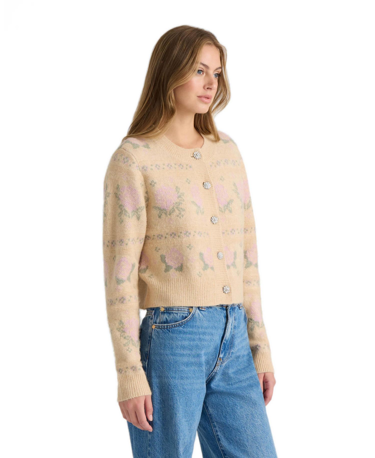 Women's Cropped Floral-Print Cardigan