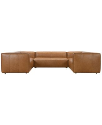 Moxley 3-Piece Genuine Leather Deep Seating Sectional Sofa
